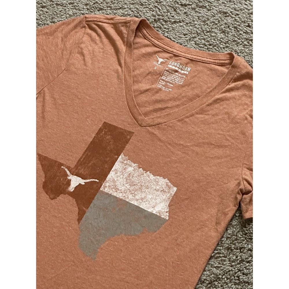 Women's NCAA Texas Longhorns Short Sleeve V Neck Shirt - Small